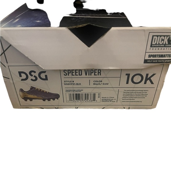 DSG Boys Speed Viper Soccer Athletic Black Gold Cleats Low Top Lace Up Size 10K - Picture 3 of 6